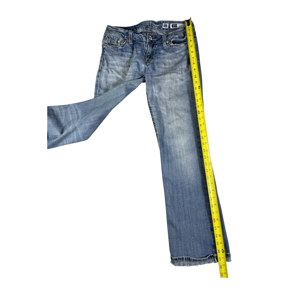 Miss Me Irene Boot Cut Jeans Size 31 Light Wash Distressed Mid Rise Denim - Picture 9 of 11